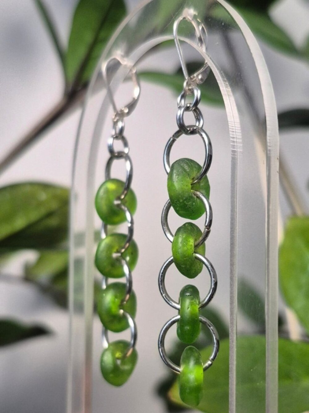 Upcycled Green Glass Earrings